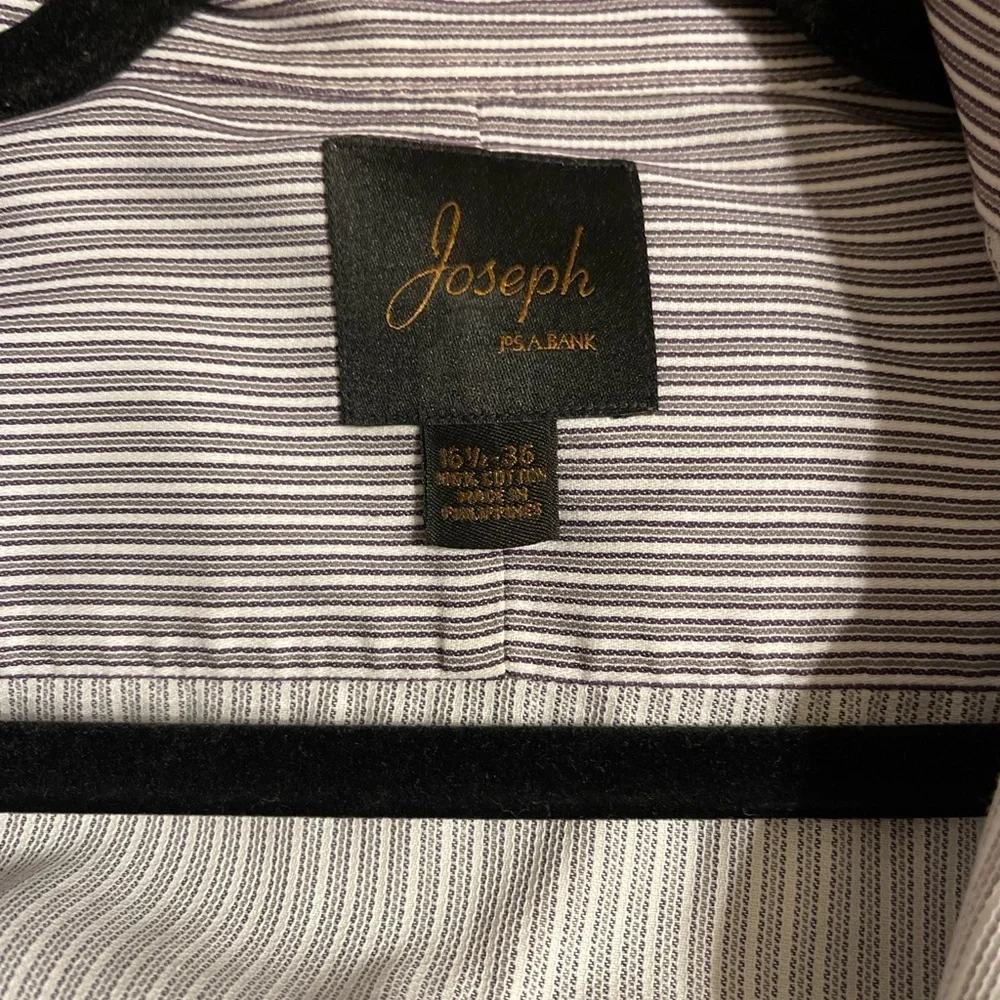 Jos A Bank gray and white striped dress shirt. Size 16 1/2 : 36 - Picture 2 of 4